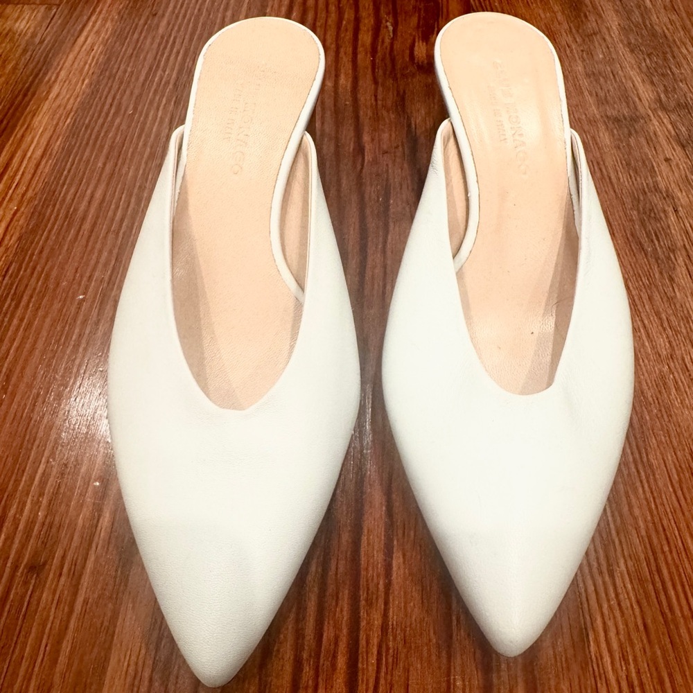 Club Monaco Loalla White Women's Pointed-Toe Mules